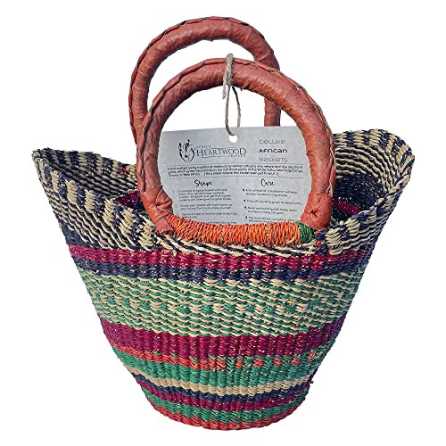 Deluxe Colorful African U-Shape Shopping Basket - Small 10"